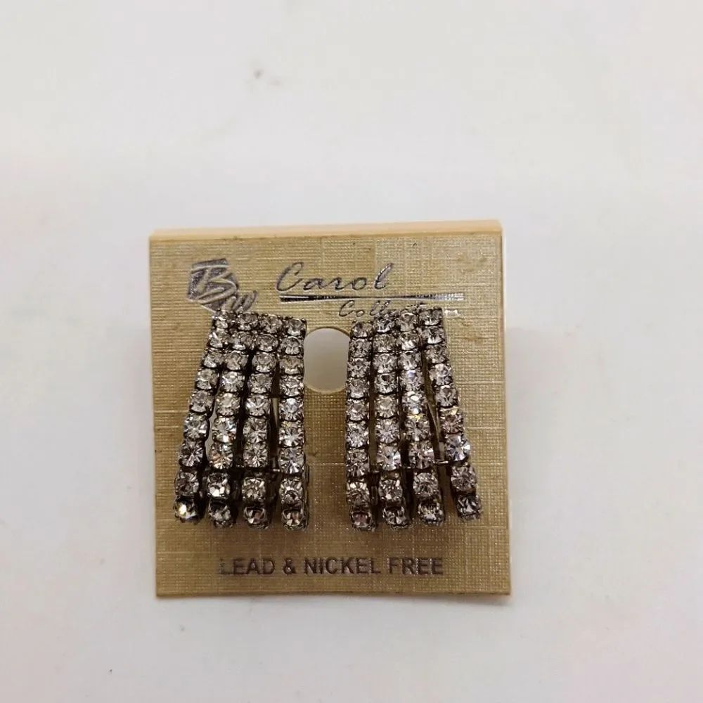 Vintage Carol Collection Rhinestone Clip on Earrings